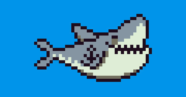 Happy go around shark on a blue background