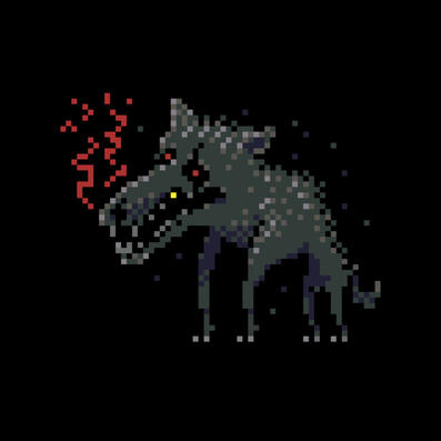 Wolf breathing cold on a black background
